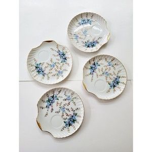 4 Vintage Royal Crown Snack Plates Shell Gold Floral Japan 8" Serving Plates